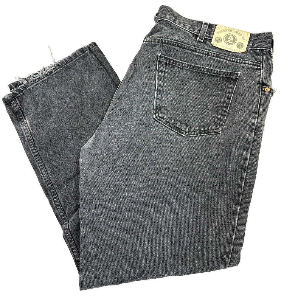 Arizona Jean Co Mens Jeans 42x32 Black Denim Relaxed Fit Y2K 90s Grunge Vintage